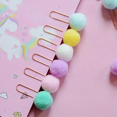 12PCS Metal Macaron Hairball Paper Clip