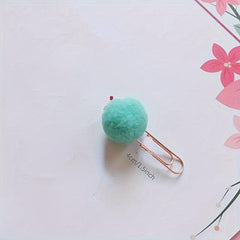 12PCS Metal Macaron Hairball Paper Clip