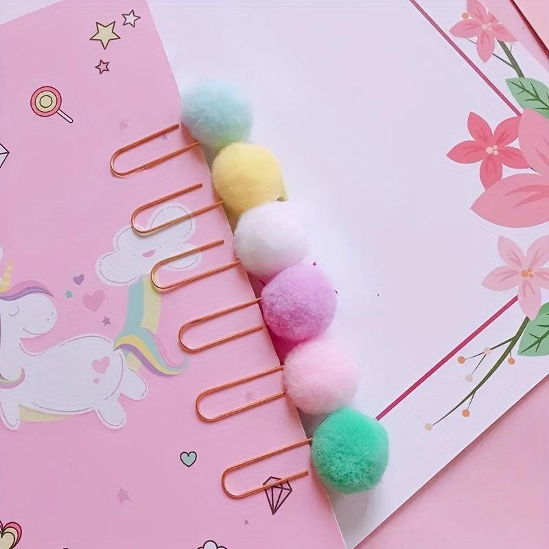 12PCS Metal Macaron Hairball Paper Clip