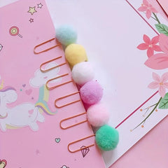 12PCS Metal Macaron Hairball Paper Clip