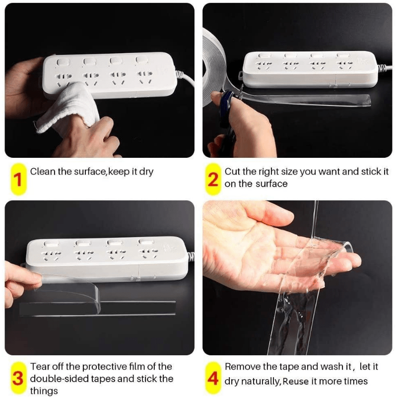 Nano Tape Transparent Reusable Waterproof Adhesive 1m