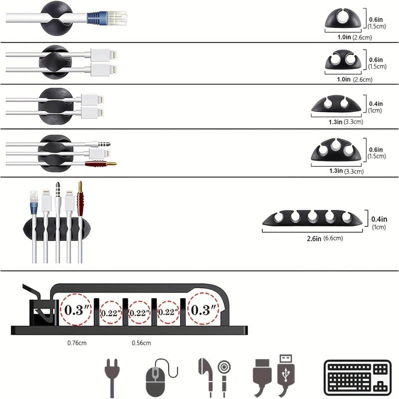 300pcs Cable Management Kit, Sleeve, Clips, Holders, Straps, Ties