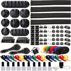 300pcs Cable Management Kit, Sleeve, Clips, Holders, Straps, Ties