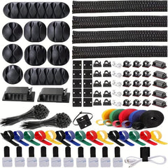 300pcs Cable Management Kit, Sleeve, Clips, Holders, Straps, Ties