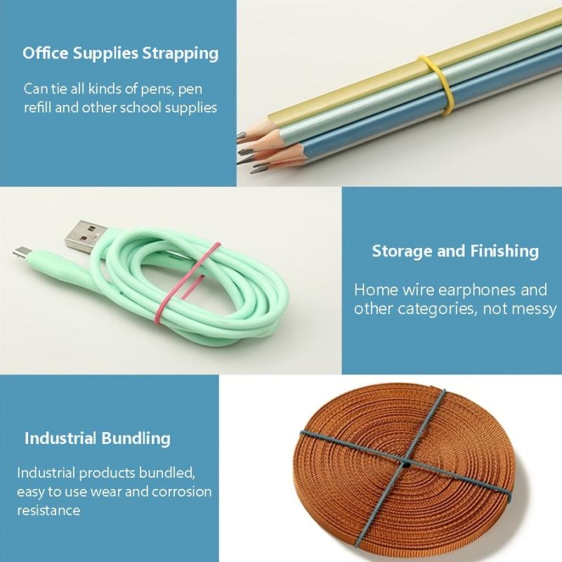 200pcs Rubber Bands 38mm 1.4mm Multiple Colors Office School Supplies