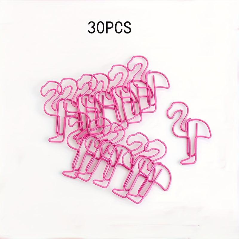 30PCS Flamingo Paper Clips Animal Bookmark File Note Page Marker