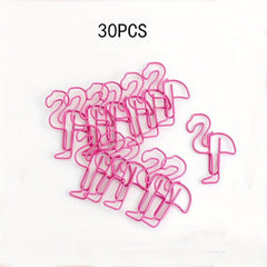 30PCS Flamingo Paper Clips Animal Bookmark File Note Page Marker