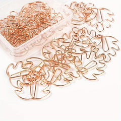 50pcs Monstera Paper Clips Metal Bookmarks For Office School Wedding