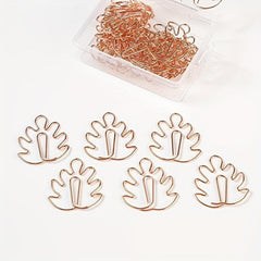 50pcs Monstera Paper Clips Metal Bookmarks For Office School Wedding