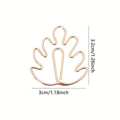 50pcs Monstera Paper Clips Metal Bookmarks For Office School Wedding
