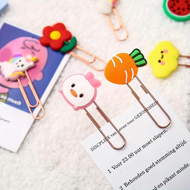 20pcs Cartoon Style Paper Clips Office Stationery Bookmarks Holder