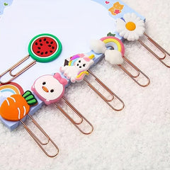 20pcs Cartoon Style Paper Clips Office Stationery Bookmarks Holder