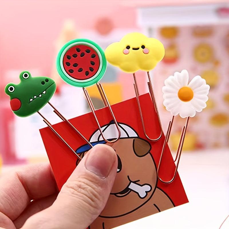 20pcs Cartoon Style Paper Clips Office Stationery Bookmarks Holder