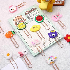 20pcs Cartoon Style Paper Clips Office Stationery Bookmarks Holder