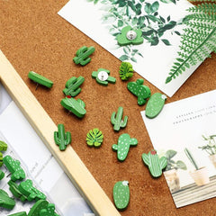30pcs Wooden Push Pins Cactus Palm Leaf Thumb Tack for Photos Wall Maps