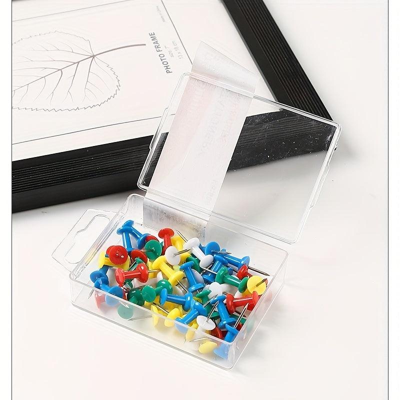 50 Count Colored Push Pins With Storage Box