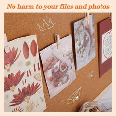 50pcs Wooden Push Pins with Clips for Cork Board Decorative Thumb Tacks