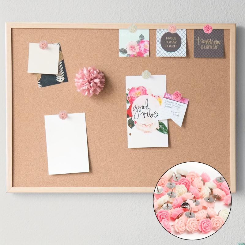 40pcs Rose Theme Cork Board Nails for Bulletin Boards and Photo Wall