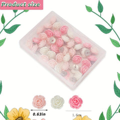 40pcs Rose Theme Cork Board Nails for Bulletin Boards and Photo Wall