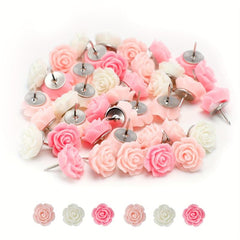 40pcs Rose Theme Cork Board Nails for Bulletin Boards and Photo Wall