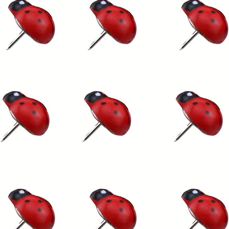 40pcs Wooden Ladybug Shaped Thumbtacks for Bulletin Board, Office Supplies