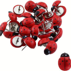 40pcs Wooden Ladybug Shaped Thumbtacks for Bulletin Board, Office Supplies