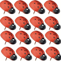 40pcs Wooden Ladybug Shaped Thumbtacks for Bulletin Board, Office Supplies