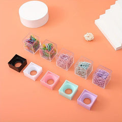 18pcs Magnetic Paper Clip Storage Box Large Capacity Desktop Office Macaron Clip