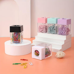 18pcs Magnetic Paper Clip Storage Box Large Capacity Desktop Office Macaron Clip