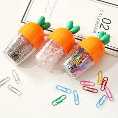 Carrot Shaped Storage Box with 100 Paper Clips