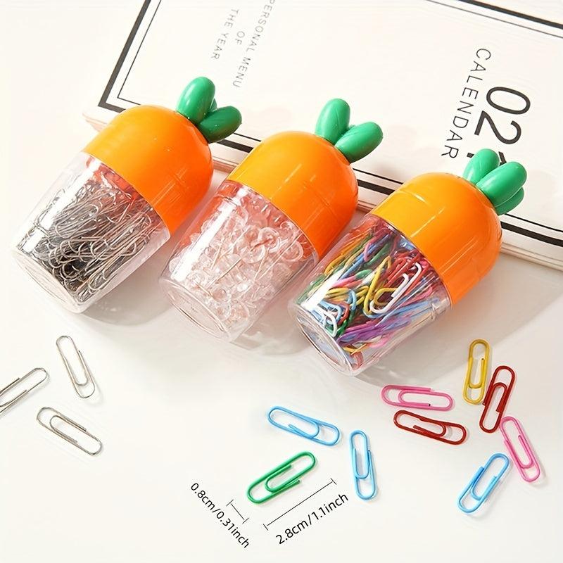 Carrot Shaped Storage Box with 100 Paper Clips