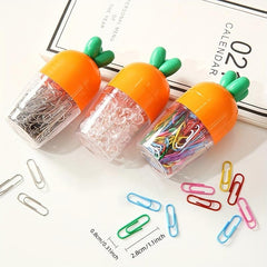 Carrot Shaped Storage Box with 100 Paper Clips