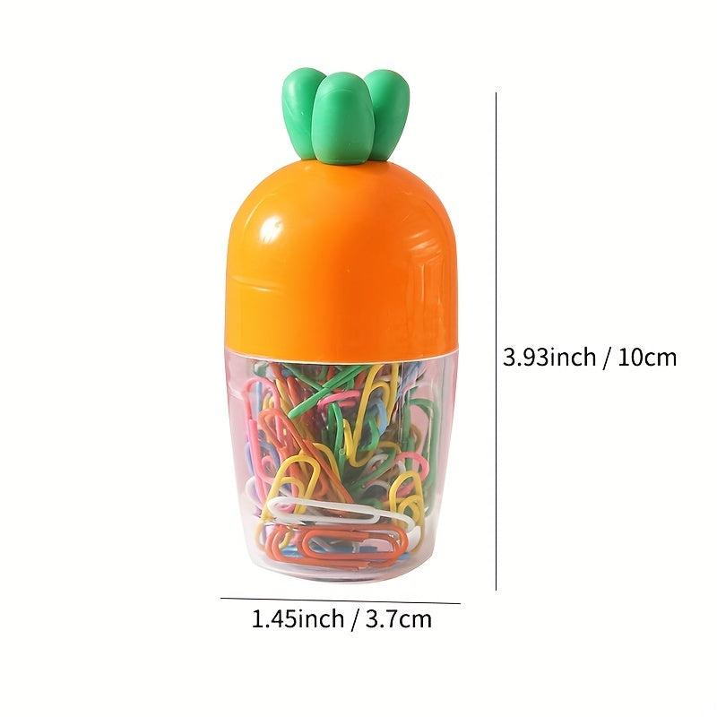 Carrot Shaped Storage Box with 100 Paper Clips