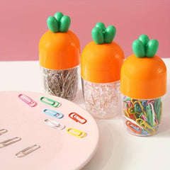 Carrot Shaped Storage Box with 100 Paper Clips