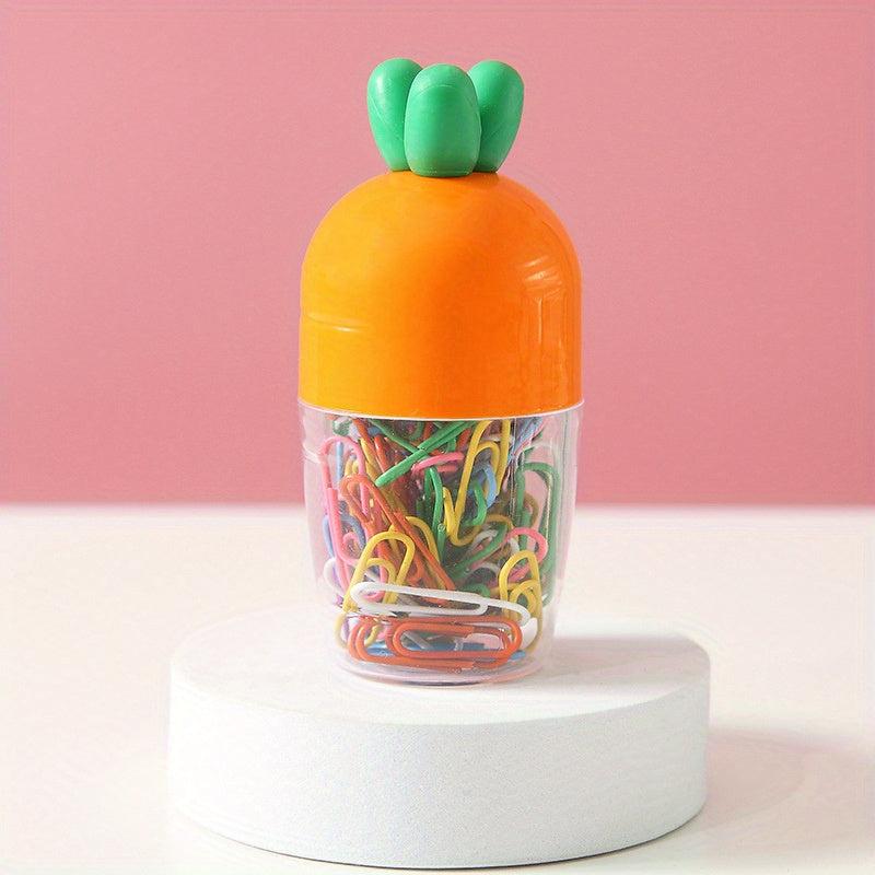 Carrot Shaped Storage Box with 100 Paper Clips