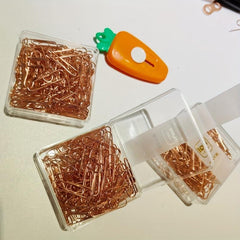 100pcs Rose Paper Clips 28MM Boxed Metal Paper Clips Push Pins Office Folder