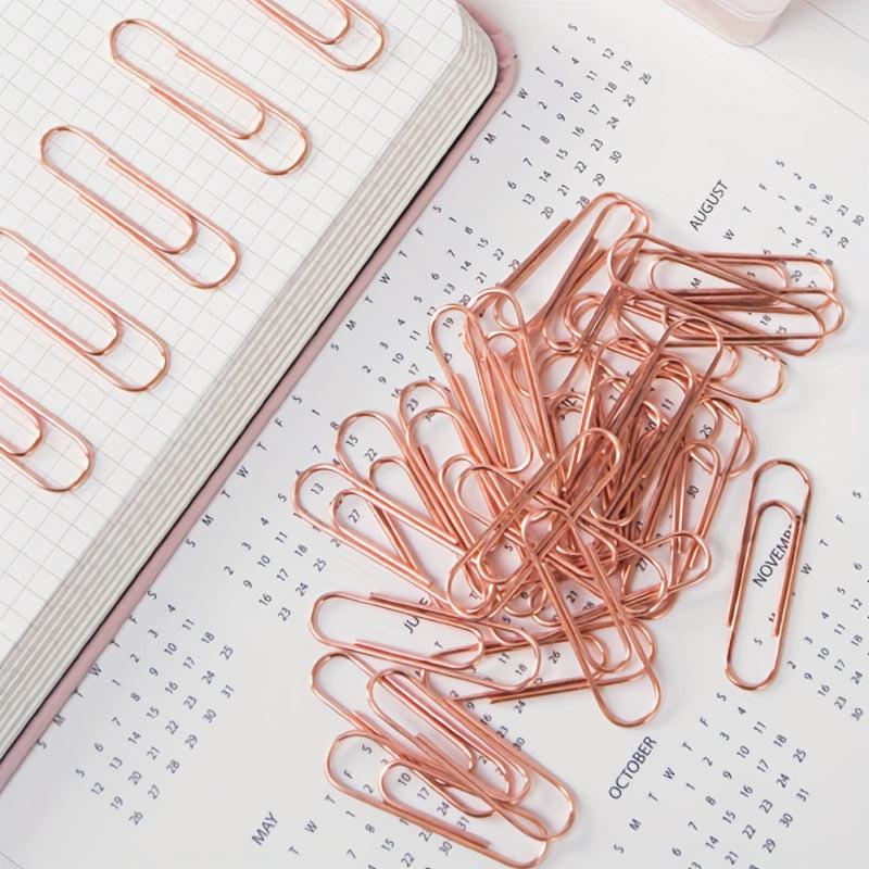 100pcs Rose Paper Clips 28MM Boxed Metal Paper Clips Push Pins Office Folder