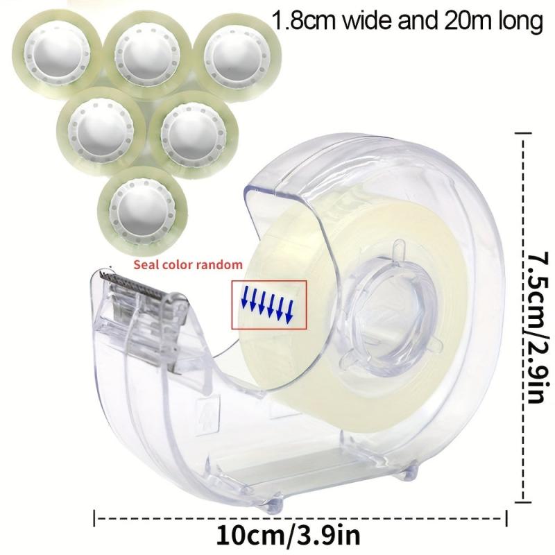1pc Cutter 6pcs Tape Clear Tapes And Refillable Dispensers Transparent Tape Refi
