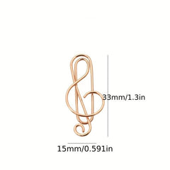Special Shaped Music Note Paper Clips, Rose Gold Plated, 20 Count