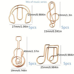 Special Shaped Music Note Paper Clips, Rose Gold Plated, 20 Count