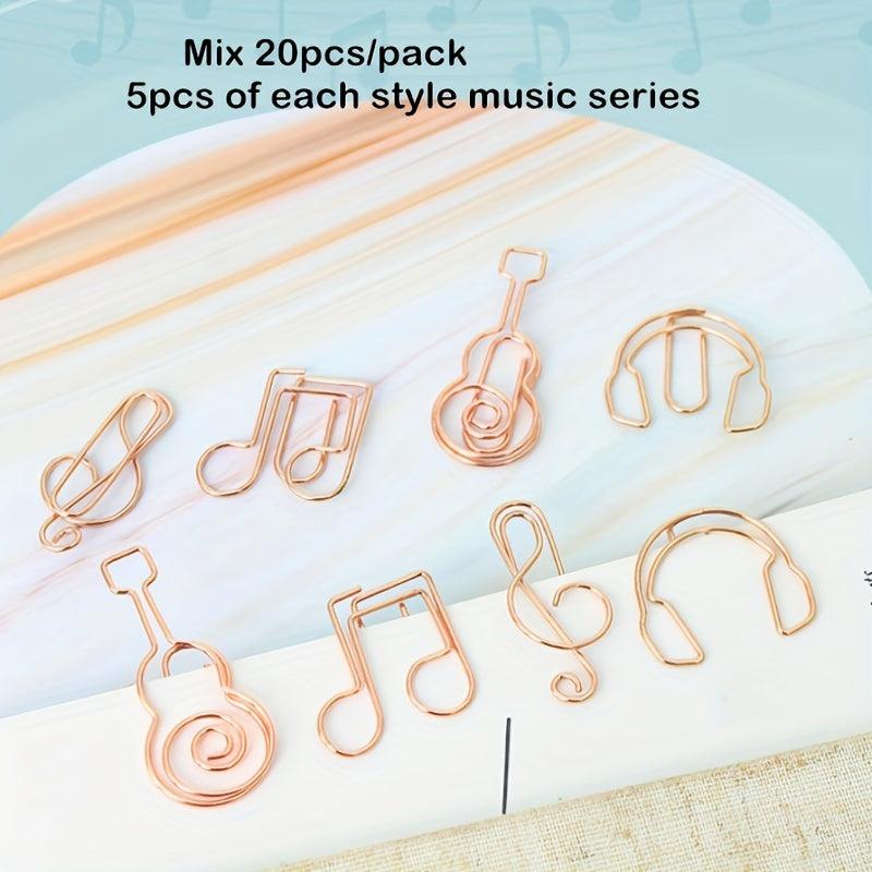 Special Shaped Music Note Paper Clips, Rose Gold Plated, 20 Count