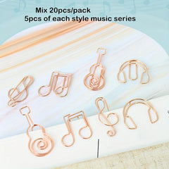 Special Shaped Music Note Paper Clips, Rose Gold Plated, 20 Count