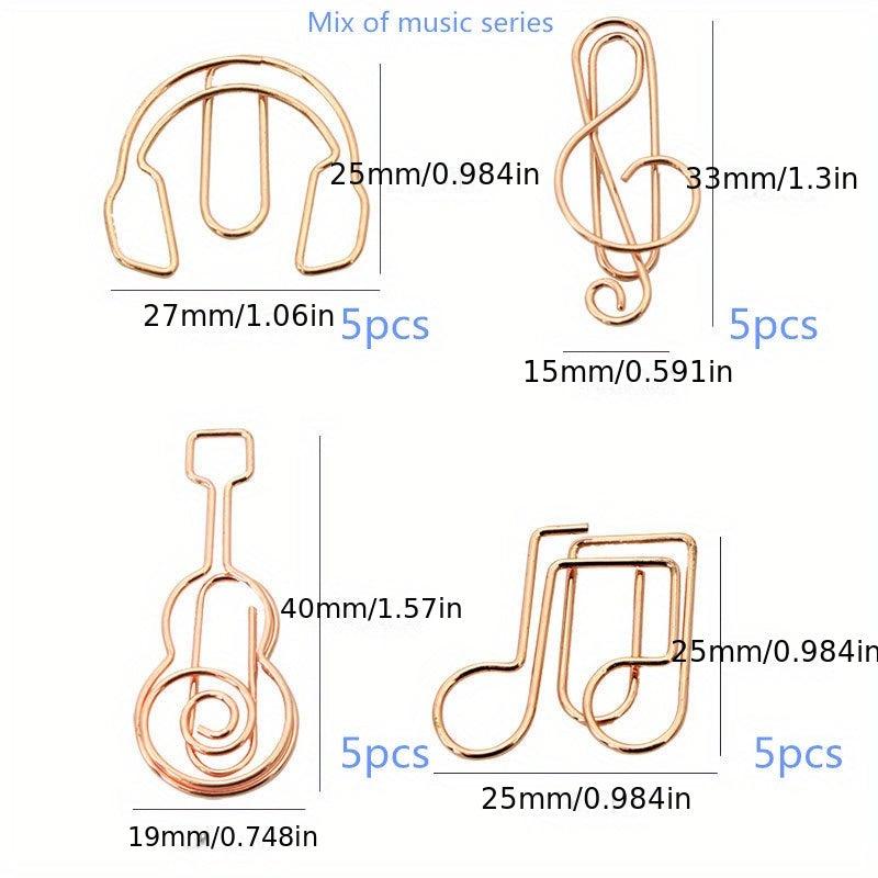 Special Shaped Music Note Paper Clips, Rose Gold Plated, 20 Count