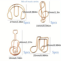 Special Shaped Music Note Paper Clips, Rose Gold Plated, 20 Count