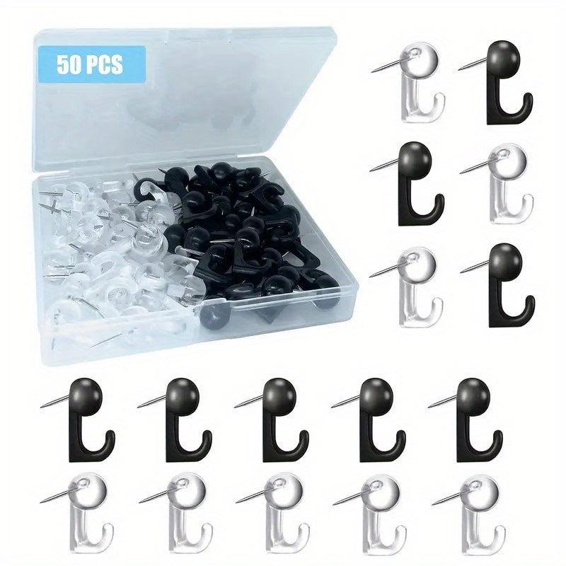 50pcs Clear Push Pin Hooks Plastic Heads Cork Board Hooks Decorative Thumb Tacks