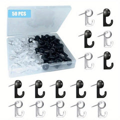 50pcs Clear Push Pin Hooks Plastic Heads Cork Board Hooks Decorative Thumb Tacks