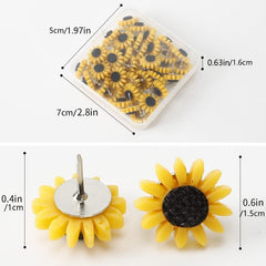 Sunflower Push Pins 30pcs Decorative Flower Cork Board Tacks