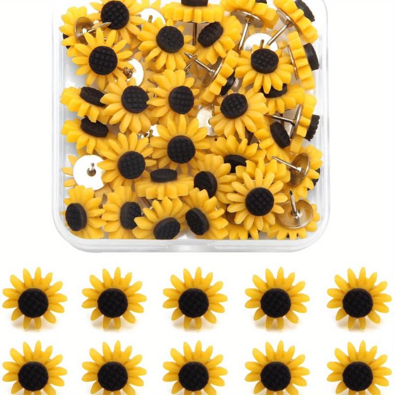 Sunflower Push Pins 30pcs Decorative Flower Cork Board Tacks