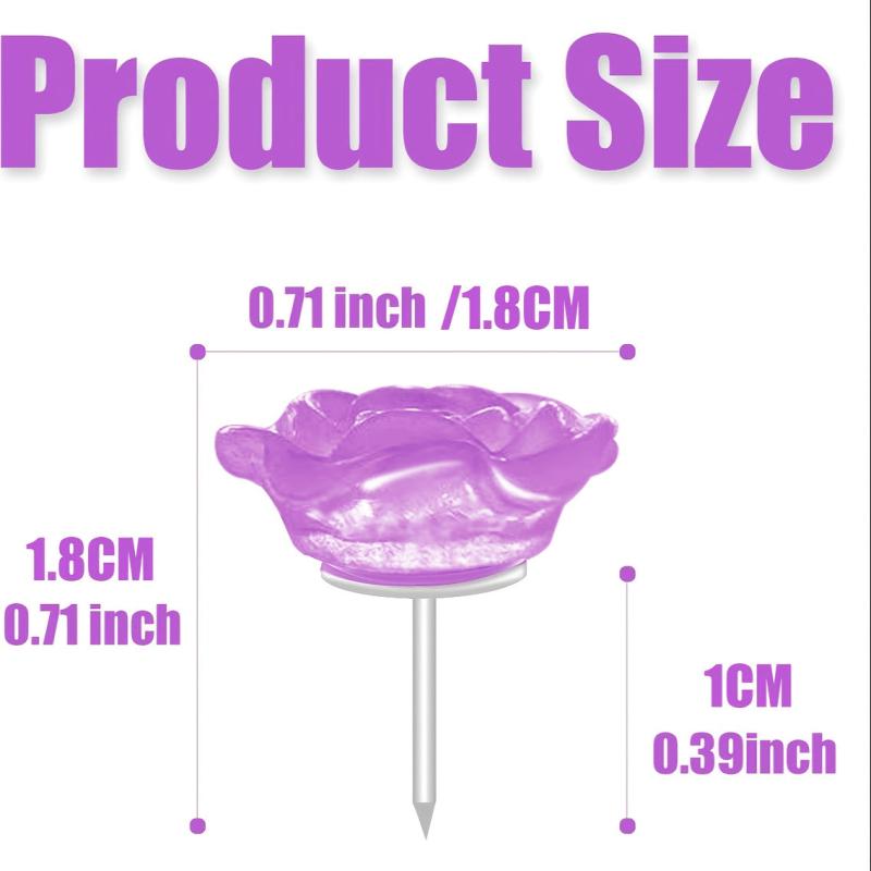 30 Resin Rose Push Flower Thumb Nails Cork Board Pins Purple