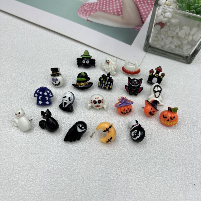 20pcs Halloween Style Skull Pumpkin Push Pins for Office Supplies